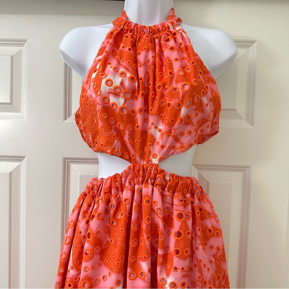 Anthropologie x Monique Lhuiller Cut-Out Eyelet Lace Halter Gown Size 0 - Picture 8 of 11